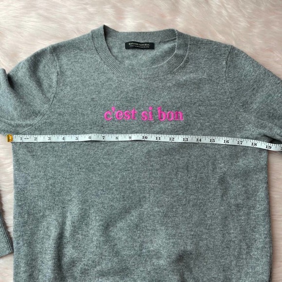BANANA REPUBLIC Merino Wool Sweater C'est Si Bon Long Sleeve Gray - Size Small - Picture 8 of 10
